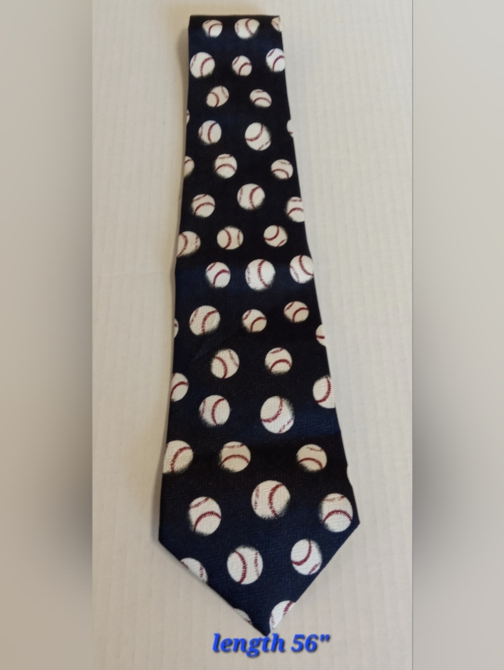 A. Rogers Mens Baseball Tie Novelty Navy Blue With Basball Prints
